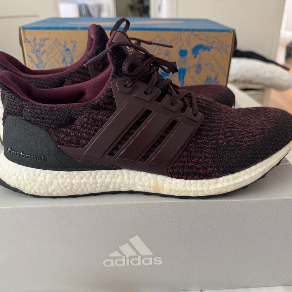 Adidas Ultra Boost Burgundy and Black Shoes